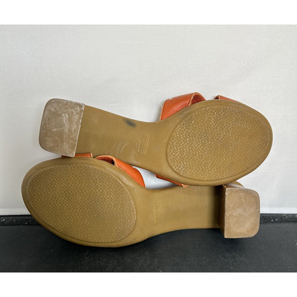 Coach Amaryllis Calf Leather Size 9 Burnt Orange Heeled Sandal Made In Italy - Picture 13 of 13